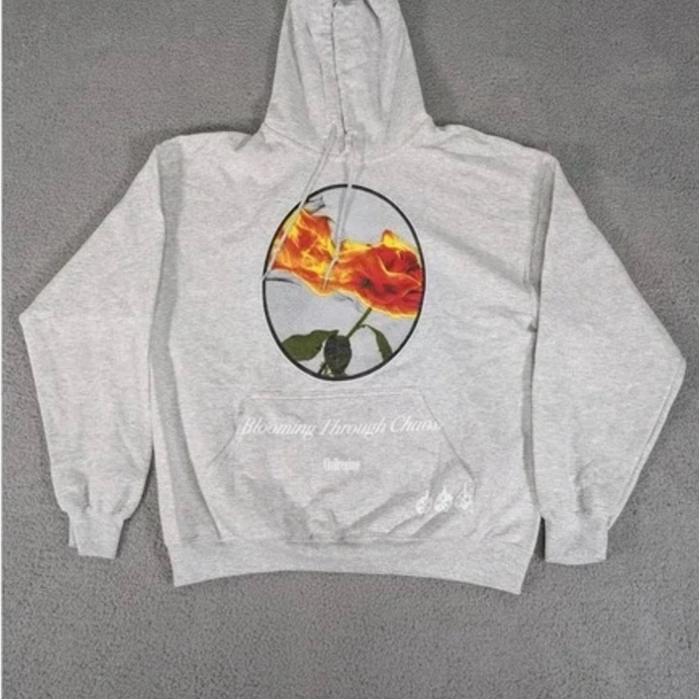 Gray Hoodie with Floral Design